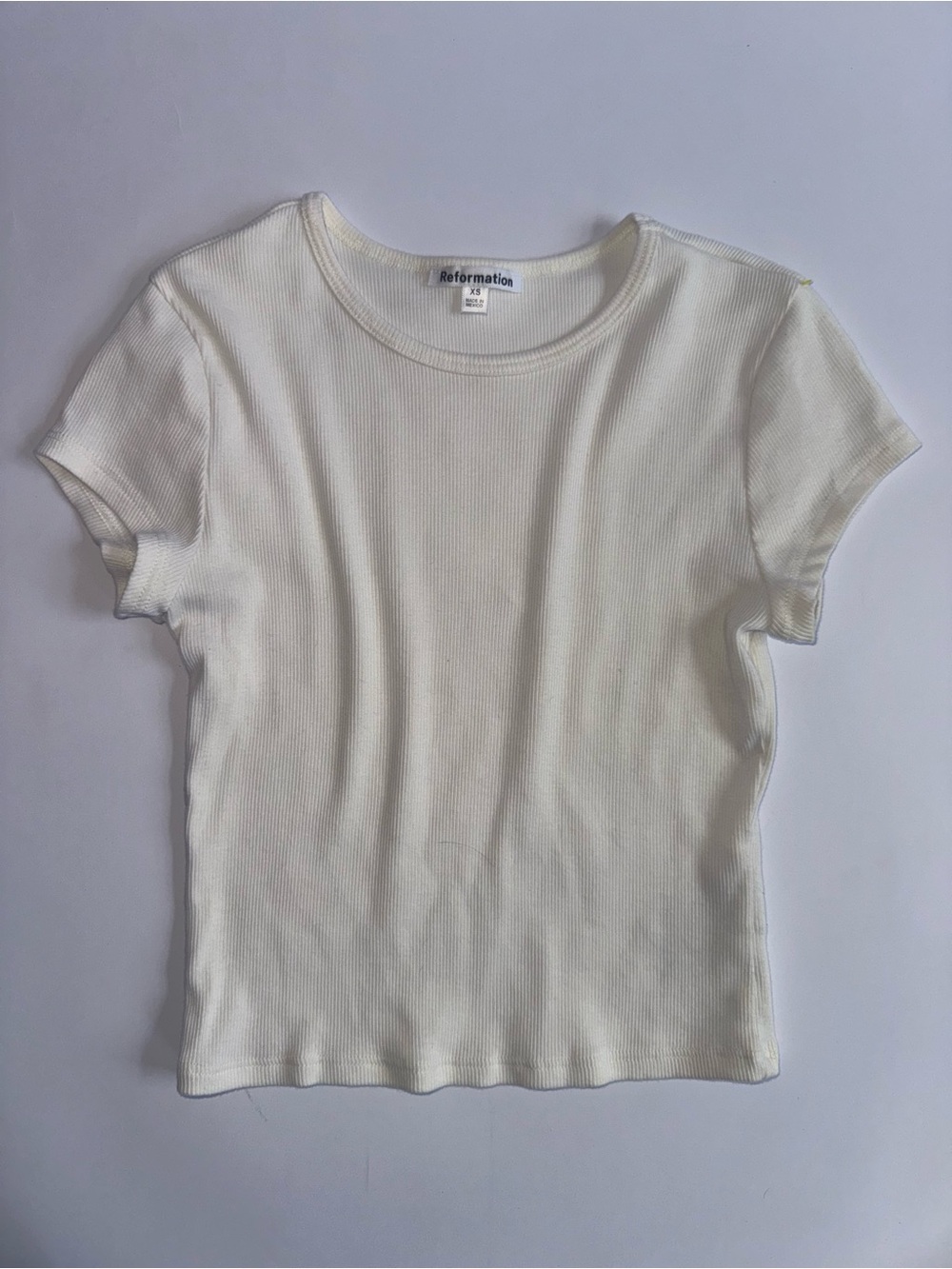 Reformation Muse Tee White Ribbed Women’s Size XS